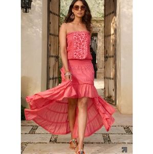 NWT Strapless Crochet Hi Lo Maxi Dress